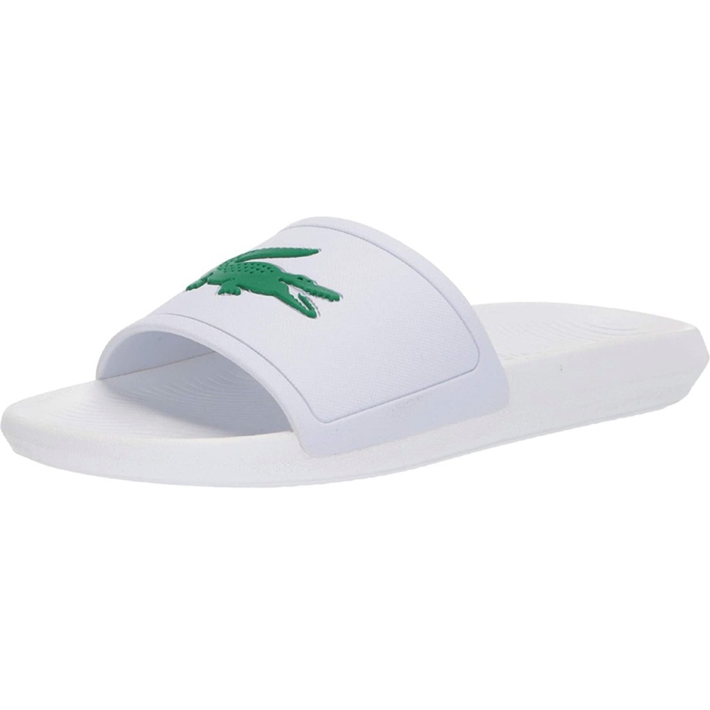Lacoste Croco Slide Sandals White Green Crocodile Logo